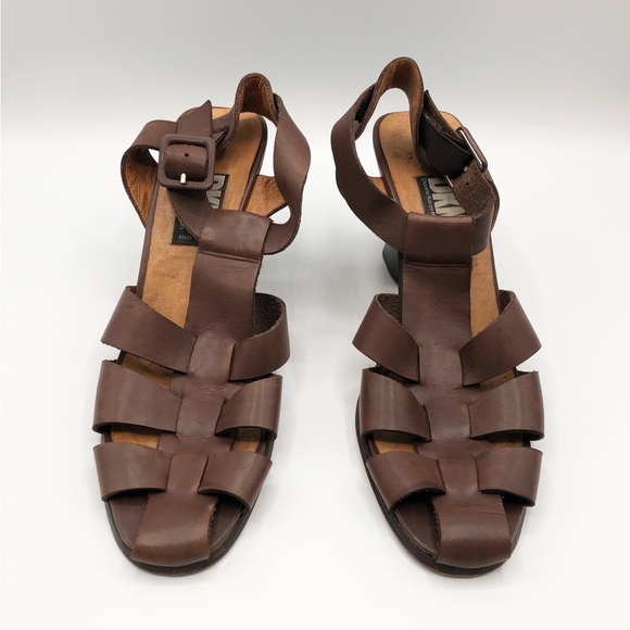 DKNY Donna Karan Vintage Brown Leather Cage Toe Heels Women’s Size 10 - Picture 9 of 10